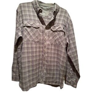 Huk‎ Fishing-Hiking Shirt Mens Gray/white XL Plaid Outdoors